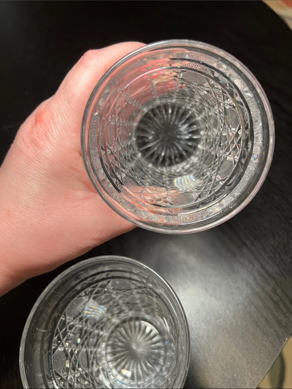 Pair of Antique Intricate Hand Cut American Brilliant Crystal Tumblers Glasses
